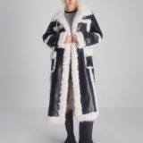Fur Long Coat Street Lamb Wool Patchwork Winter Leather Coat Women's Trendy High-Quality Warm Jacket