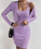 Women Sexy Suspender Skirt and Coat Two-piece Set