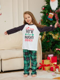 Christmas Family Wear Letter Green Plaid Print Home Clothes Pajama Two-piece Set