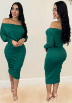 Solid Color Off Shoulder Two-Piece Skirt Set Solid Color Off Shoulder Two-Piece Skirt Set