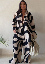 Plus Size Fashion Set Printed Loose Long-Sleeved Shirt Straight Trousers For Women Plus Size Fashion Set Printed Loose Long-Sleeved Shirt Straight Trousers For Women