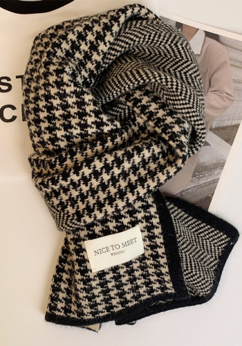 Women's Winter Houndstooth Knitting Warm Scarf