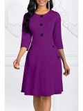 Plus Size Women's Autumn And Winter Round Neck Slim Waist A-Line Dresses