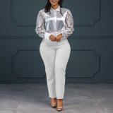 Women's High Waist Tight Fitting Nine Points Career Solid Color Casual Pants