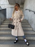 Autumn And Winter Simple Long-Sleeved Turndown Collar Button Slit Jacket For Women