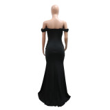 Women Off Shoulder Sequin Slit Dress