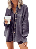 Autumn Jacket Fashion Casual Turndown Collar Pocket Patchwork Irregular Shirt Women