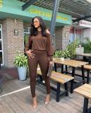 Women's Autumn And Winter Solid Color Slim Fit Fashion Long Sleeve Tight Fitting Jumpsuit