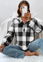 Autumn And Winter Plaid Button Hooded Loose Casual Hoodies Women's Clothing Autumn And Winter Plaid Button Hooded Loose Casual Hoodies Women's Clothing