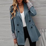 Autumn And Winter Women's Solid Color Turndown Collar Button Slim Chic Blazer