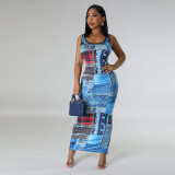 Casual Fashion Print Street Low Back Women's Long Dress