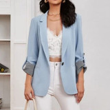 Autumn And Winter Fashion Patchwork Turndown Collar Slim Chic Blazer