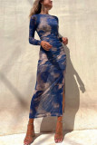 Autumn Mesh Sexy Printed Slim Long-Sleeved Dress