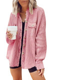 Autumn Jacket Fashion Casual Turndown Collar Pocket Patchwork Irregular Shirt Women