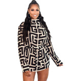 Autumn Fashionable Black Printed Women's Dress