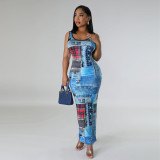Casual Fashion Print Street Low Back Women's Long Dress