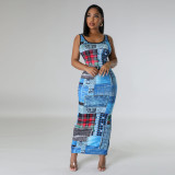 Casual Fashion Print Street Low Back Women's Long Dress