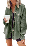 Autumn Jacket Fashion Casual Turndown Collar Pocket Patchwork Irregular Shirt Women