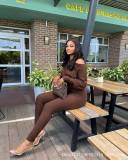 Women's Autumn And Winter Solid Color Slim Fit Fashion Long Sleeve Tight Fitting Jumpsuit