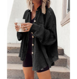 Autumn Jacket Fashion Casual Turndown Collar Pocket Patchwork Irregular Shirt Women