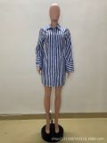 Women's Autumn And Winter Printed Striped Dress
