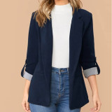 Autumn And Winter Fashion Patchwork Turndown Collar Slim Chic Blazer