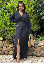 Autumn Black Fashionable Slit Loose Dress Autumn Black Fashionable Slit Loose Dress