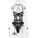 Women Lace-Up Lace Jumpsuit Sexy Underwear