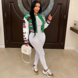 Women Print Baseball Jacket