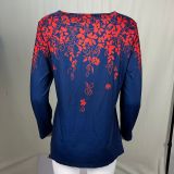 Autumn And Winter Long Sleeve Round Neck Loose Women's Printed Long Sleeve T-Shirt Top