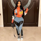 Women Print Baseball Jacket