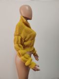 Women loose lantern sleeves Ribbed cuffs zipper sweater