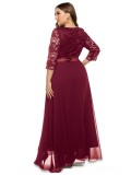 Plus Size Women Lace Evening Dress