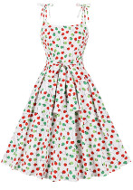 Women polka dot geometric print sweet bow suspender dress Women polka dot geometric print sweet bow suspender dress