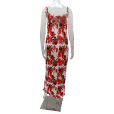 Women Summer Sleeveless Sexy Printed Maxi Dress