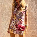 Flower Mesh Embroidery Slim Fit Sexy Bodycon Dress