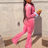 Spring And Autumn Women's Fashion Casual Zipper Sexy Tracksuit Hoodies Pants Two-Piece Set