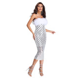 Fashion Women's Sexy Strapless Sequin Feather Dress