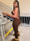Winter Women's Sexy Low Back Zipper Halter Neck Slim Fit Jumpsuit
