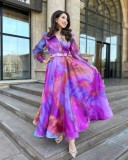 Spring Summer Style Printed Ruffled Mesh Dress Career Plus Size Women's Dress