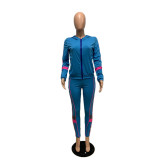 Women's Fashion Sports Casual Autumn And Winter Zipper Long Sleeves Two Piece Tracksuits
