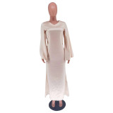 Women's Fashion Elegant Solid Color Satin Long Dress