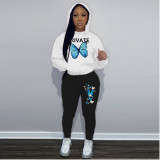 Plus Size Women's Fashion Print Contrast Color Tracksuits Sports Two-Piece Pants Set