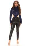 Women Sexy Long Sleeve sequins Cut Out Bodysuit