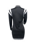 Women Autumn Button Pocket Ribbed Sports Casual Baseball Dress