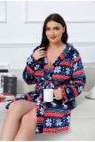 Plus Size Women Winter Hooded Flannel Bathrobe