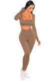 Autumn And Winter Fashionable Sports Square Collar Yoga Two-Piece Pants Set
