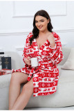 Plus Size Women Winter Hooded Flannel Bathrobe