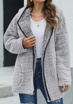 Solid Color Zipper Hoodies Autumn And Winter Fleece Casual Jacket For Women
