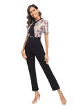 sexy plaid sequins patchwork short sleeve forma jumpsuit